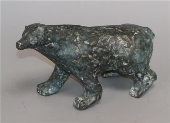 Rene Rovellotti (French b. 1941), Standing Bear, bronze, signed and numbered 4/8, L 24.5cm Height 15cm